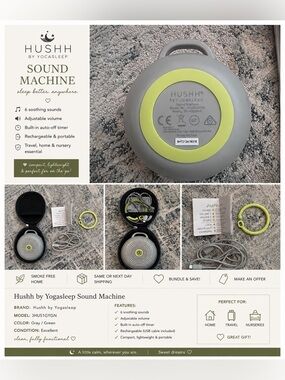 Yogasleep Hushh Portable White Noise Sound Machine + Travel Case
